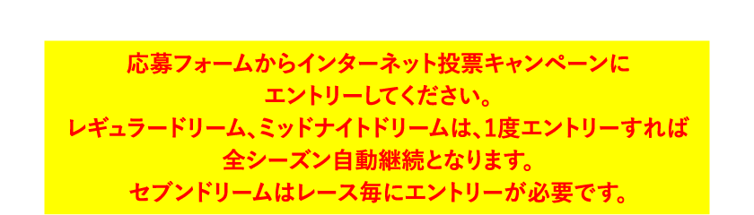応募フォームからインターネット投票キャンペーンにエントリーしてください。