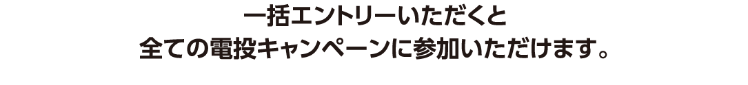 一括エントリーいただくと全ての電投キャンペーンに参加いただけます。